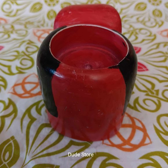 Soapstone 4.5" Elephant Red & Black Votive Candle Holder - Hand Cut & Painted - Picture 4 of 8